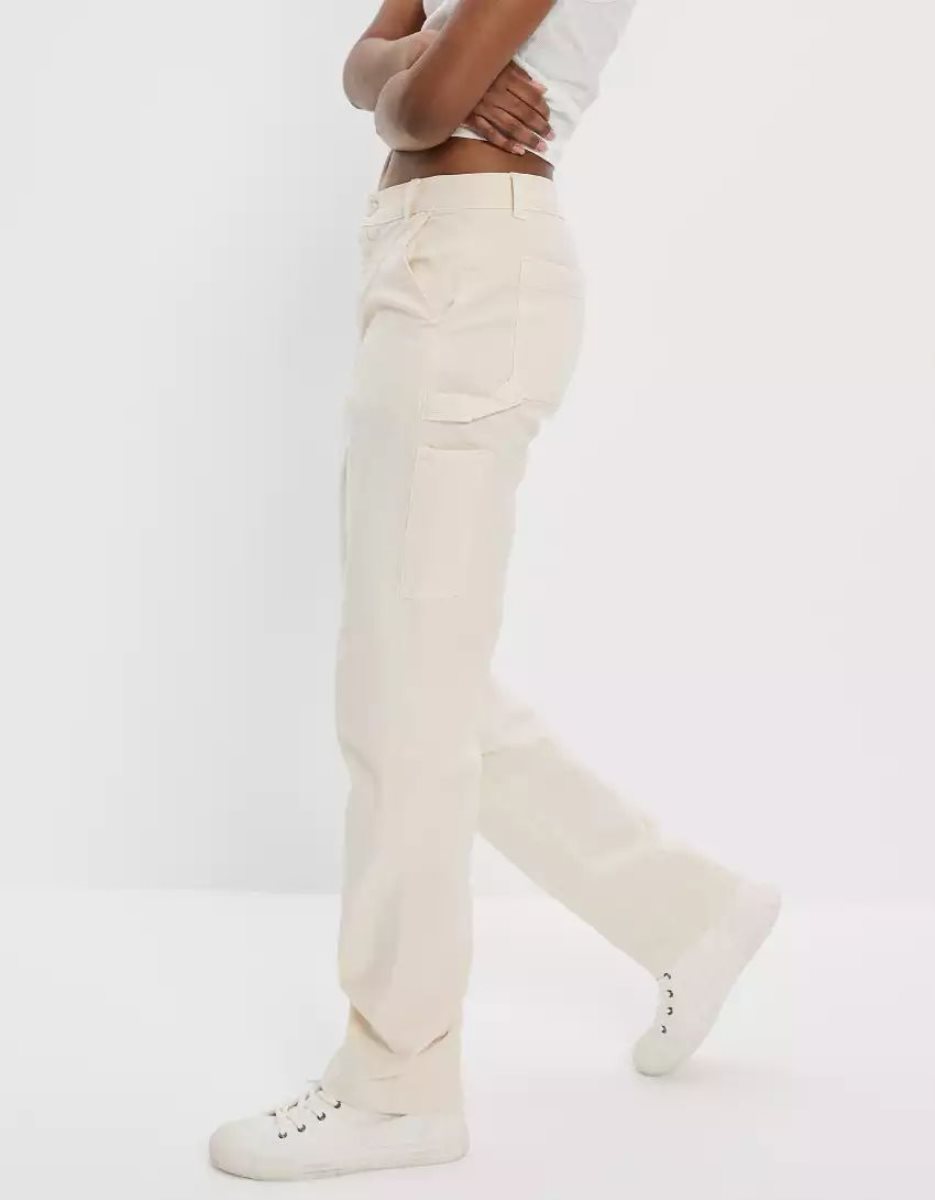 Jean American Eagle AE Stretch High-Waisted Droit Leg Carpenter Pant Blanche Femme | DCU-74012852